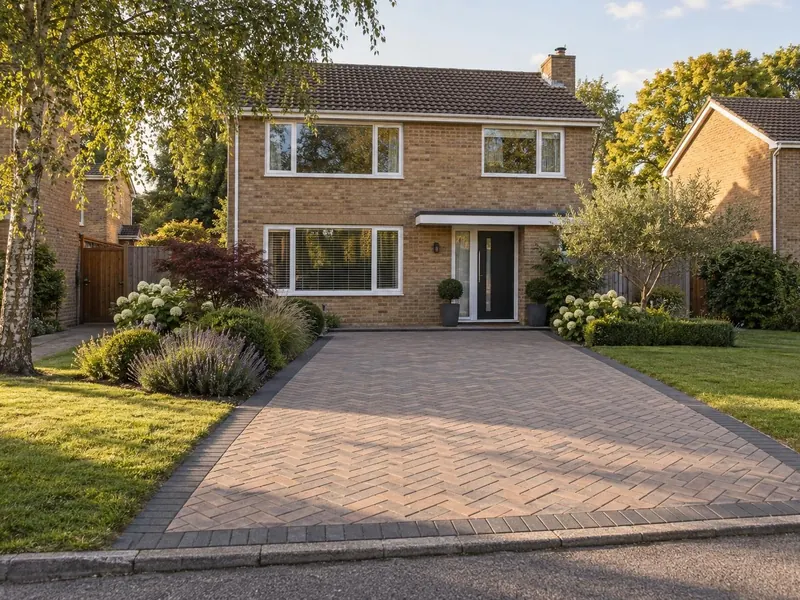 Block paving driveway on a 1970s–80s Milton Keynes estate house – Driveways