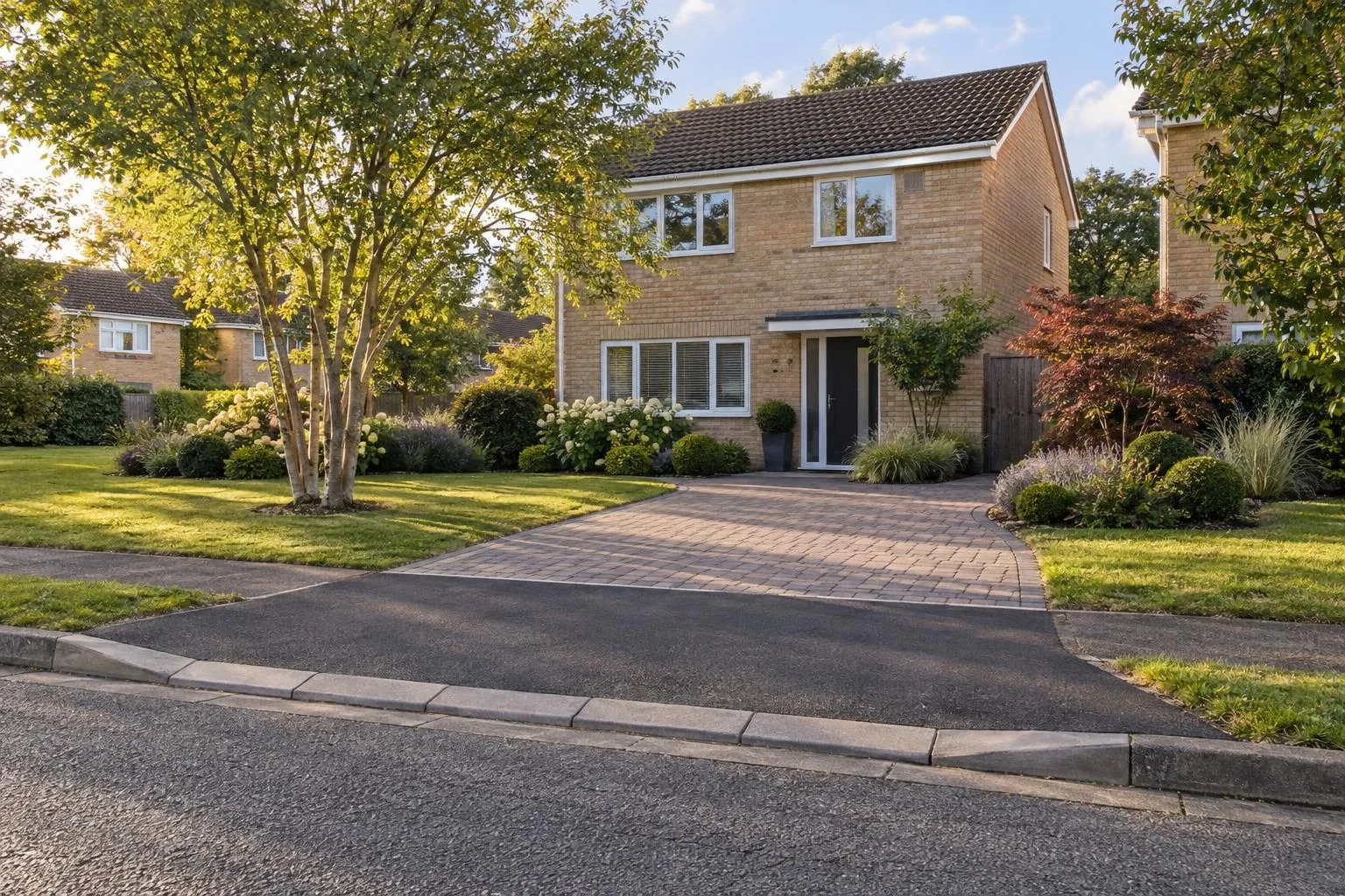 Dropped kerb on a 1970s–80s Milton Keynes estate house, typical of Bletchley