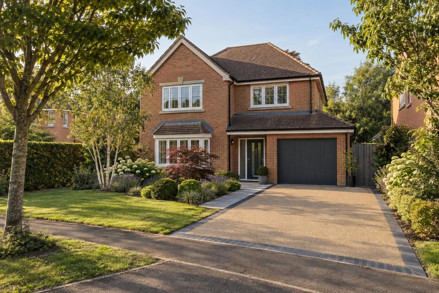 Resin bound driveway and porcelain path at a Milton Keynes home