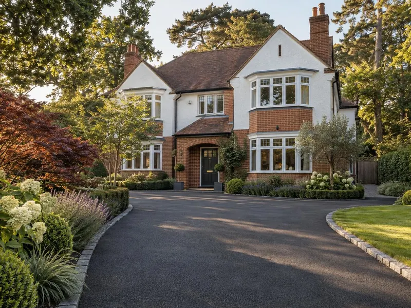 Tarmac driveway on a larger detached house, typical of Bow Brickhill